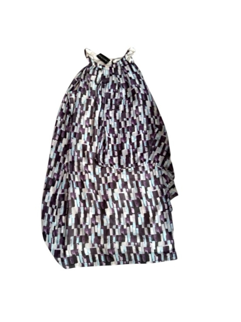 White House black market purple blue romantic printed dress nwt 4